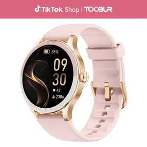 TOOBUR Smart Watch for Women,Compatible Android and iOS Phone, Answer/Make Calls, Fitness Tracker/Step Counter/Running Watch, Sleep/Heart Rate Monitor, 100 Sports, IP68 Waterproof Smartwatch Pink