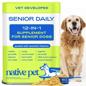 Native Pet Senior Dog Vitamins & Supplements - 12-in-1 Senior Multivitamin Powder with DHA, Collagen & CoQ10 for Joint Health, Energy, Cognition, Immunity, Skin, Digestion & Overall Health