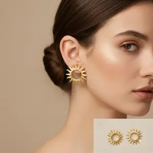 Sunflower for Holiday Earrings 18k Gold Plating 2026 New Style Fashionable Sun Design Jewelry