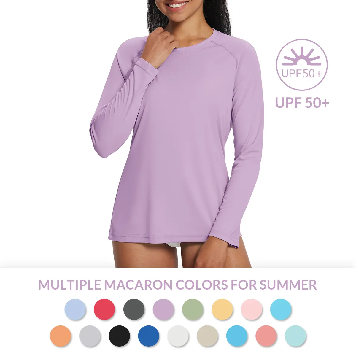 Baleaf Women's UPF 50+ Long Sleeve Rash Guard - Form Fitting, Lightweight, Cooling Technology, Dry Fit UV Protection Gym Clothing for Outdoor Hiking, Fishing, Gymclothing, Form Fitting Women's Rashguards