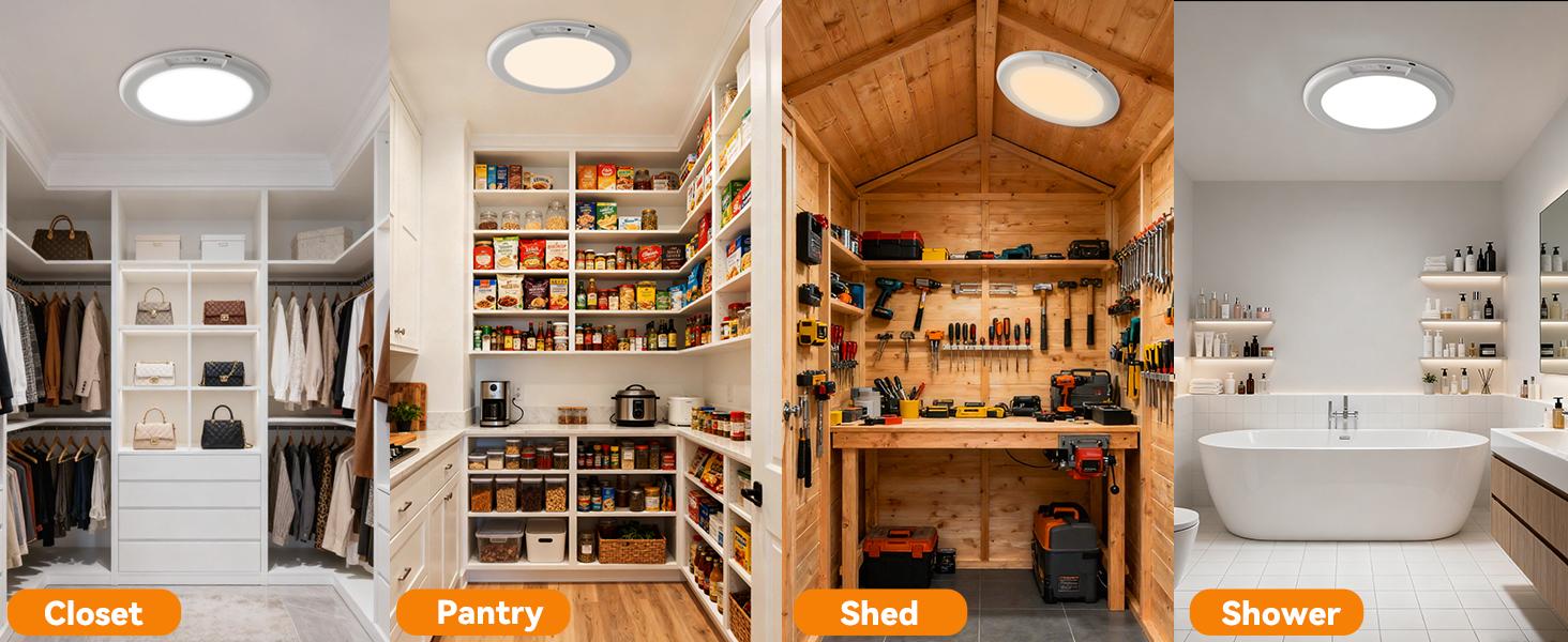 Rechargeable Ceiling Light 2-Pack, 3 Color Modes, Motion Sensor with Remote, Wireless Battery-Operated Magnetic LED Lights for Shower, Closet, Pantry, Shed, Hallway, Porch, Garage fathersdaygift