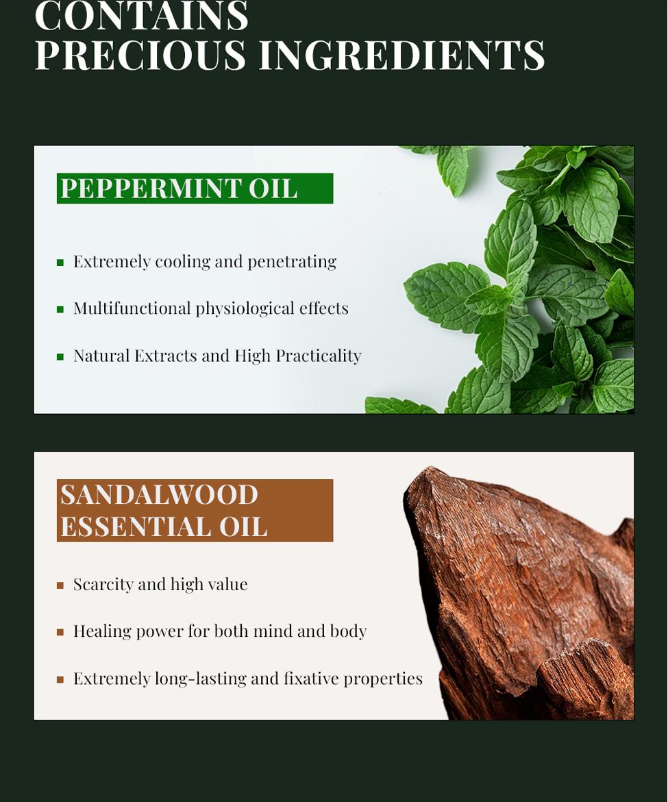 PHOFAY Oxygen Burst Perfume Beads Invigorating Aroma Mint & Sandalwood Alcohol-Free Sensitive Skin Friendly 50ml Valentine's Day gift