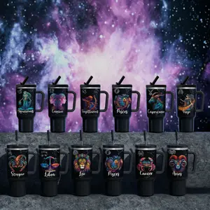 1pc,40oz Zodiac Cup,Astrology Coffee Tumbler,Constellation Tumbler with Handle And Straw,Nutrition Tumbler,Horoscope Constellation Zodiac Gifts for Women and Men,Birthday Gifts,Christmas Mother's Day Valentine,Leo Zodiac,Virgo,Star Sign