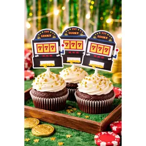 Casino Cupcake Toppers Casino Party Casino Night Casino Party Decorations Slot Machine Cupcake Toppers Slot Casino Birthday Slot Machine