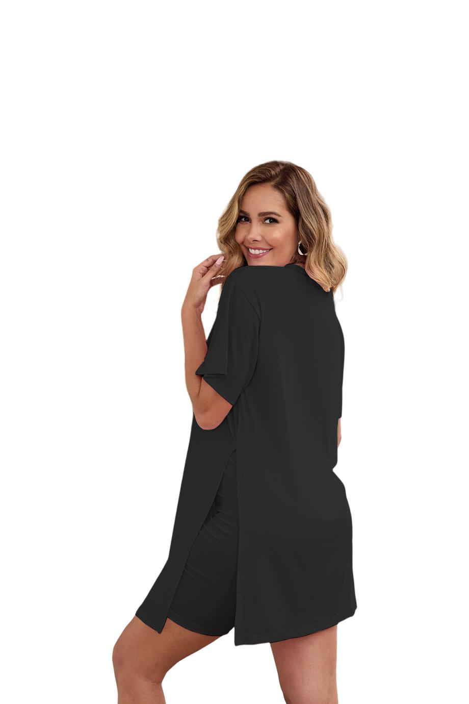 EOJN Women's Plus Size Two Pieces Outfits Short Sleeve Tunic Tops and Skinny Biker Shorts Sets Tracksuits Womenswear Bodycon,Comfort SpringStatements