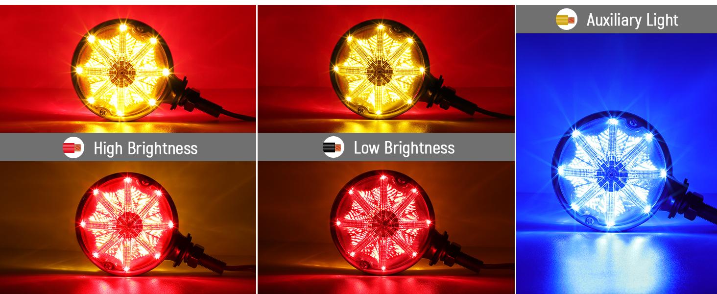 Partsam 3.5" Double Face Amber/Red/Blue LEDs Watermelon Lights for Semi Truck, 12V-24V, Waterproof, Easy Installation Partsam 3.5" Double Face Amber/Red/Blue LEDs Watermelon Lights for Semi Truck, 12V-24V, Waterproof, Easy Installation