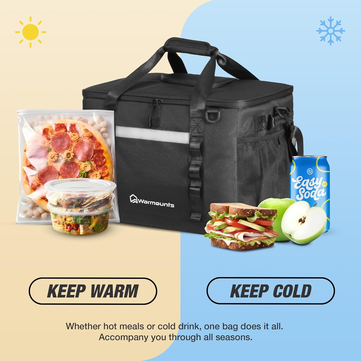 WARMOUNTS Insulated Cooler Bag 75/48 Cans, Soft Sided Portable Lunch Bag Coolers w/Zippered Top, Leak Proof PVC Interlayer, 5-Layer Insulation Large Ice Chest Bag for Travel, Camping, Beach, Picnic