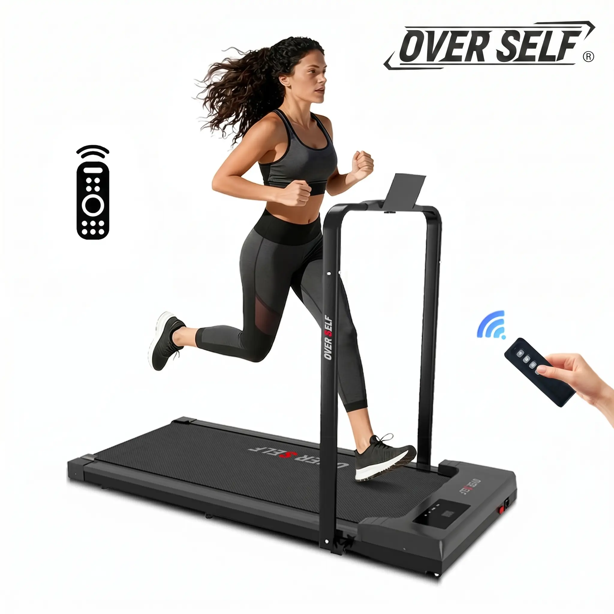 OVER SELF Folding Treadmill with Manual Adajustable Incline for Home Gym Workout, Low Noise Motor, 300 LBS Capacity & Dual Shock Absorption, Adajustable Incline Treadmill, Foldable Treadmills, Running