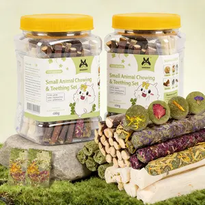 100-120 Pcs Natural Timothy Hay Rabbit Chews Sticks,  Safety Toothbrush,Treats, Timothy Sticks, Apple Sticks, Sweet Bamboo for Guinea Pig, Hamster, Chinchilla, Rat, Small Animals bunny toys