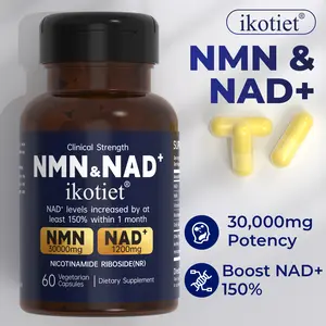 IKOTIET  & NMN Complex Formula, 1000 mg per serving, 10-in-1 formula, no fillers, contains 500 mg of pure NMN, as well as Vitamin C, resveratrol, coenzyme Q10,  sleep energy drink kit, probiotics, and edible fitness products. Healthcare Liposomal NAD Clin