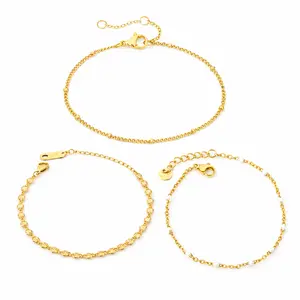 Golden Glow Bracelet Trio – Dainty Layered Stack