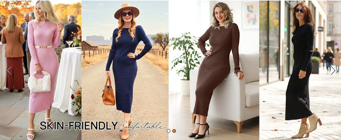 MEROKEETY Women's 2025 Long Sleeve Bodycon Sweater Dress Fall Winter Crew Neck Ribbed Knit Maxi Dresses MEROKEETY Women's 2025 Long Sleeve Bodycon Sweater Dress Fall Winter Crew Neck Ribbed Knit Maxi Dresses