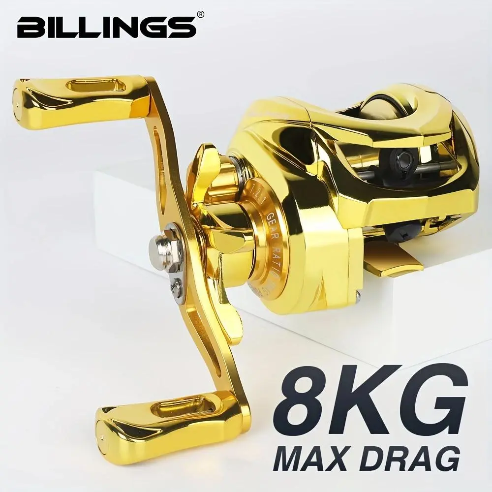 BILLINGS GD200 Series Baitcasting Fishing Reel 7.2:1 Gear Ratio 18LB Brake Strength Stainless Steel 5+1BB Suitable for Freshwater and Saltwater, Fishing Accessories, Fishing Supplies, Fishing Gear Set, Fishing Gear And Equipment, Saltwater Ready Reel