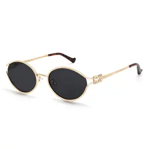 Trendy Retro Oval Sunglasses for Women & Men - Small Gold Frame Round Shades - Vintage Brown Lens Designer Sunnies - Y2K Fashion Eyewear（Lightweight Version）