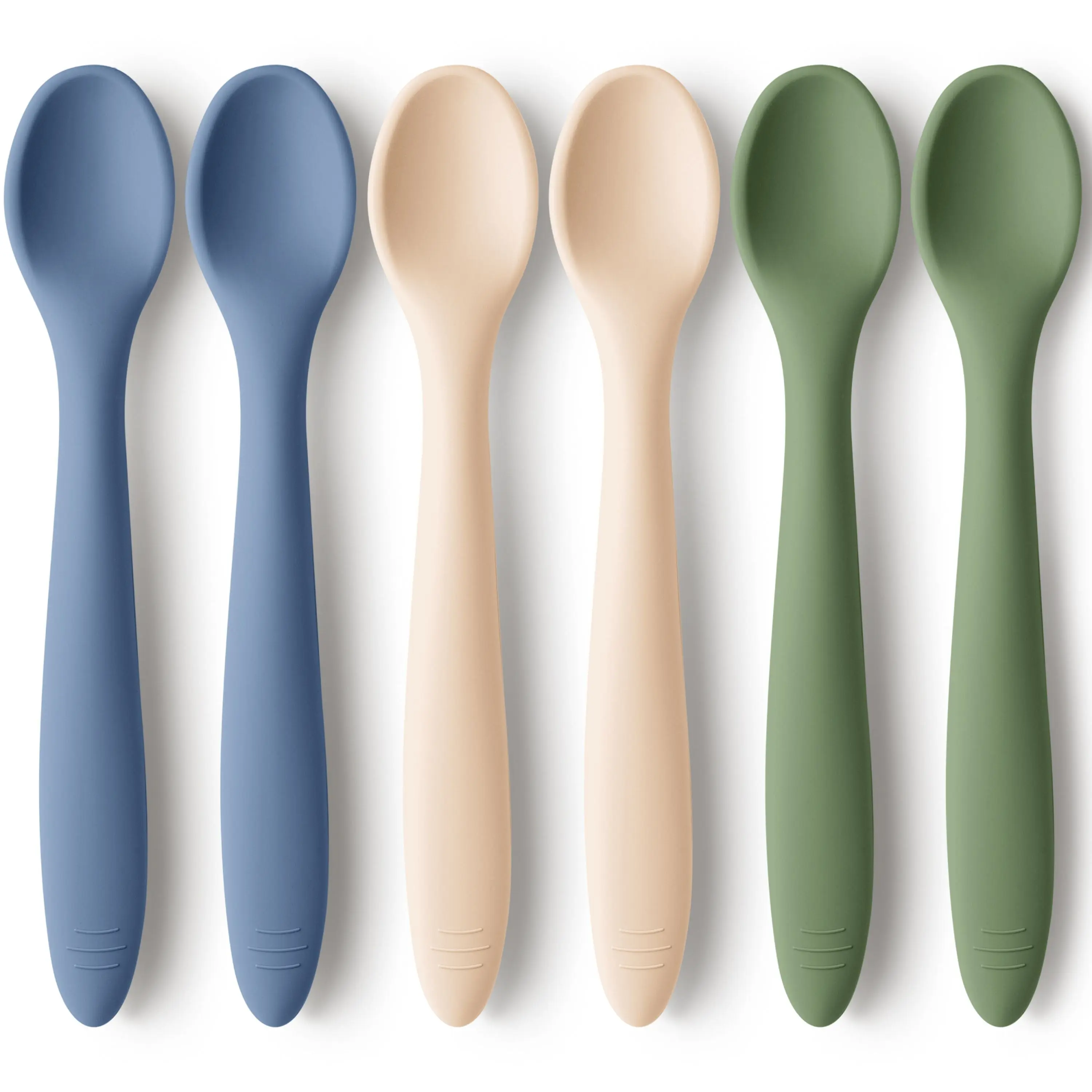 KeaBabies Silicone Baby Spoons, Self Feeding 6-12 months - 6-Pack Baby Weaning Eating Utensils, Toddler First Food Training Spoon, Infant, Kids Feeding Supplies Essential Set, Dishwasher-safe