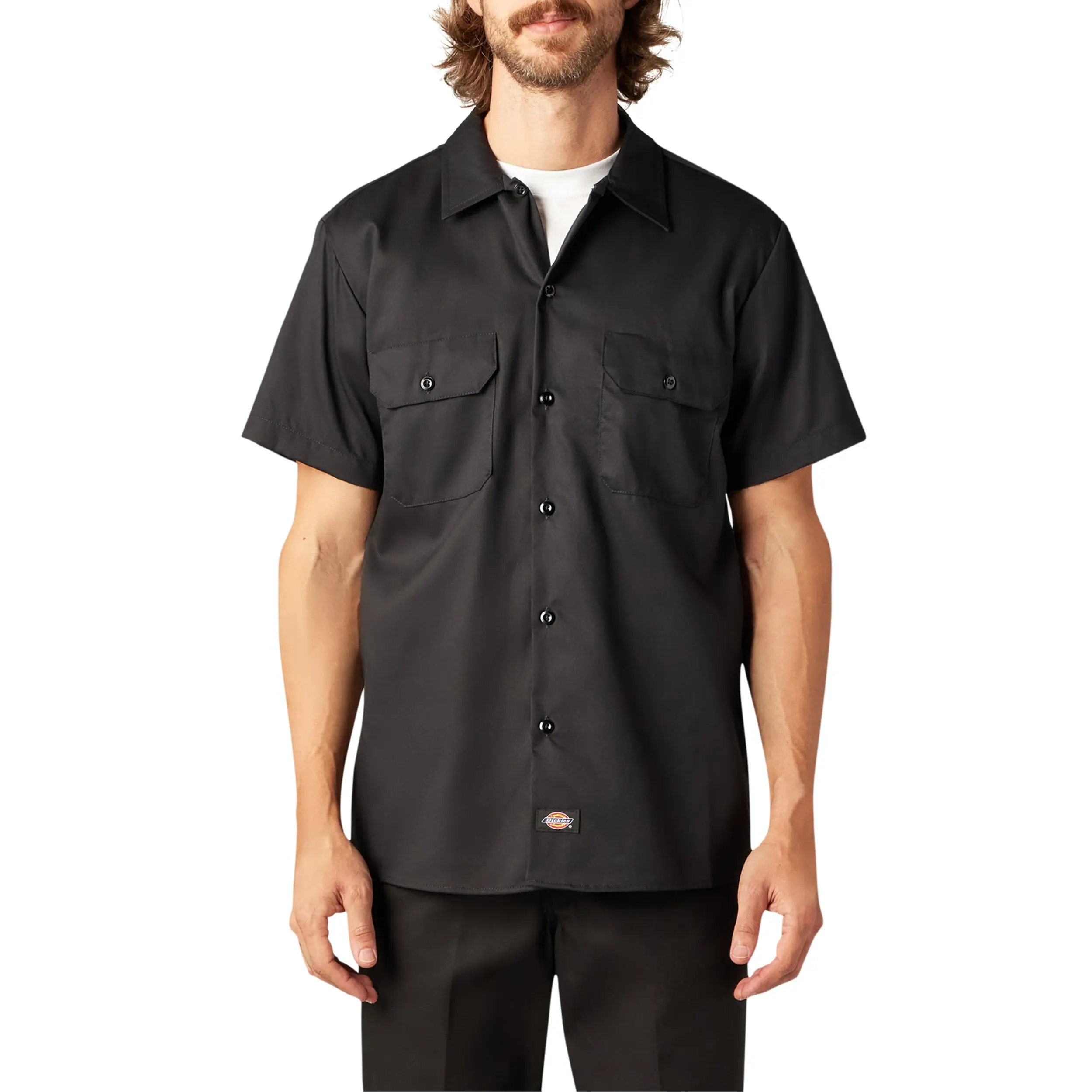 Dickies Men's FLEX Slim Fit Short Sleeve Work Shirt, Stretch Comfort Workwear Durable, Workwear Style