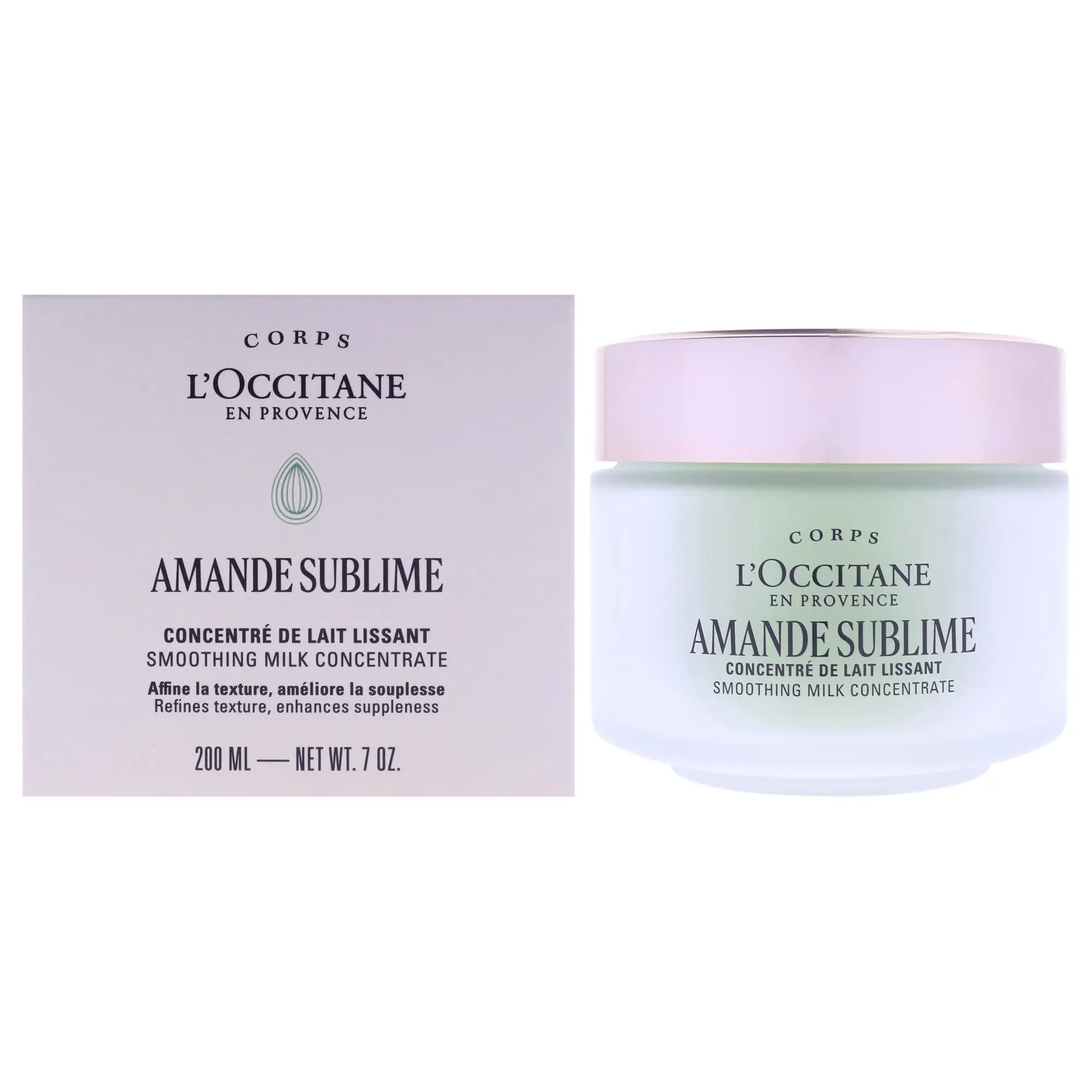 LOccitane Almond Sublime Smoothing Milk Concentrate - Luxury Unisex Body Cream, 7 oz (200ml), Smoothness Boost & Texture Refine Formula