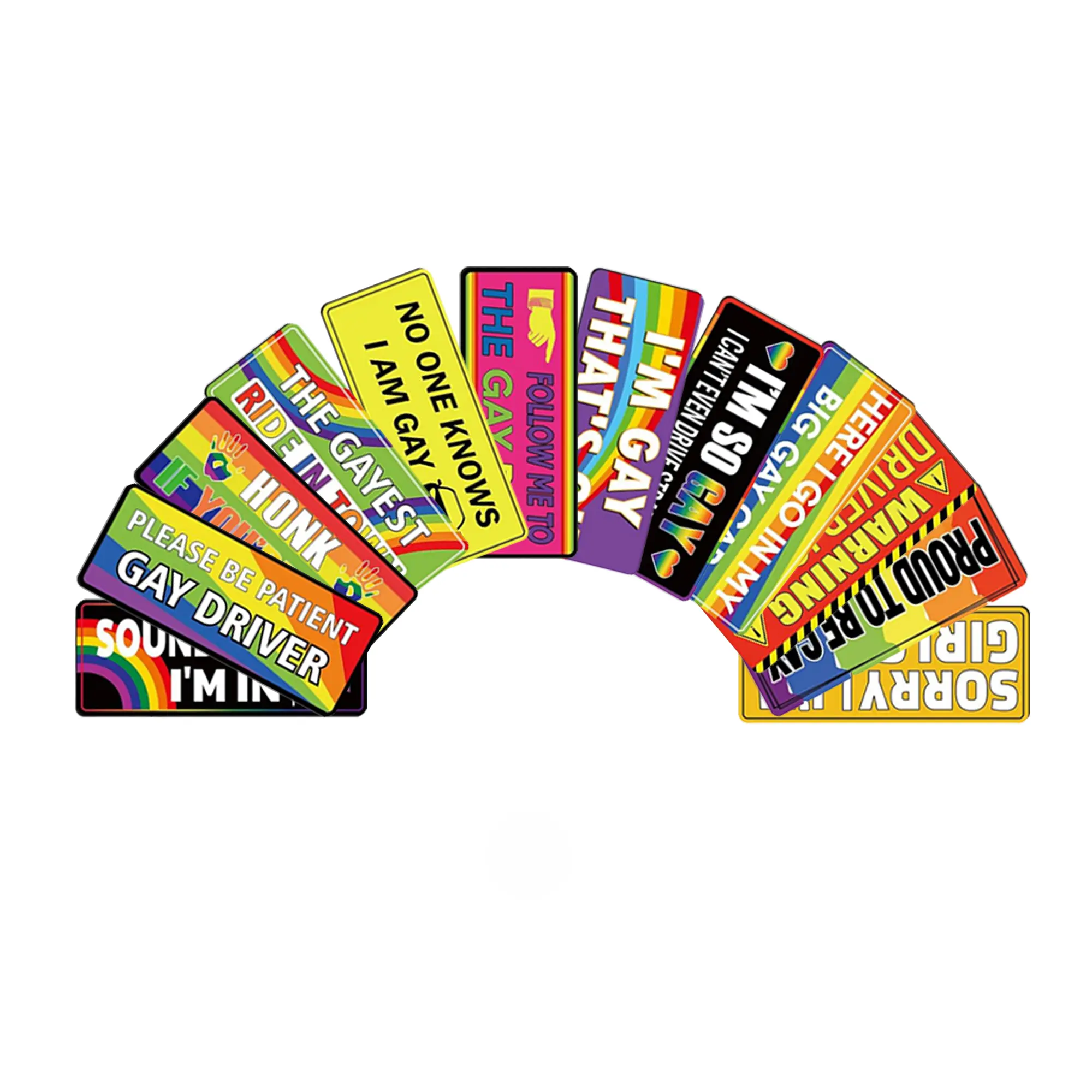 Gay Pride 12 PCS Funny Car Magnet Set LGBT Magnetic Bumper Stickers Reusable Prank Decals for Car Truck Fridge Locker Decorative Accessories Fun Eye-Catching Designs