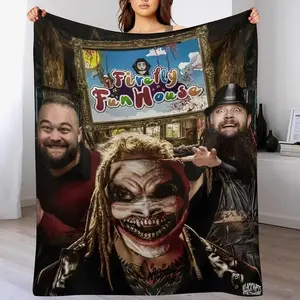 Soft Funny Throw Blanket The Blanket with Retro Bray Wrestler Wyatt Theme Print Is Soft Comfortable and Durable Perfect for Home and A Gift for Wrestling Fans 60*50
