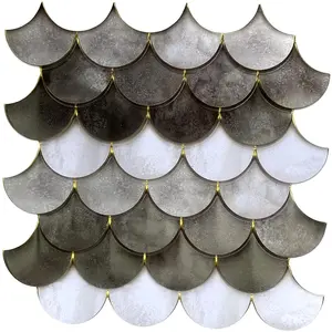 Peel And Stick Wall Tiles - Black And Grey Scales Design For Home Decor, 12" x 12" 8-Pack, Textured Plastic, Easy DIY Setup