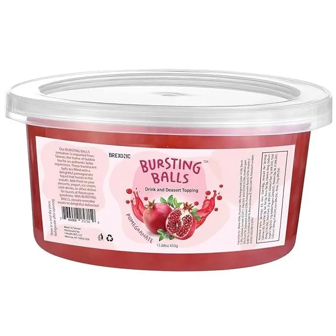 BREXONIC Boba Pearls, Pomegranate Popping Bursting Boba, Tapioca Pearls For Bubble Tea, No Artificial Colors (Pomegranate, 1 LB 1 Pack)