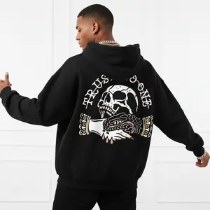 Men's Skull Graphic Hoodie Graphic Hoodie - Cotton Blend Black Long Sleeve Pullover Regular Fit |   Soft & Breathable Fabric, Durable Print, Everyday Comfort, Machine Washable, casual urban fashion flat lay lifestyle