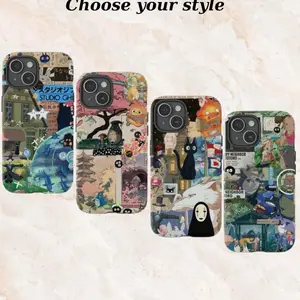 New Style Studio Ghibli Collage Tough Phone Case - Anime Cartoon Aesthetic Phone Cover for iPhone 11, 12, 13, 14, 15, 16, 17 Pro Max Plus