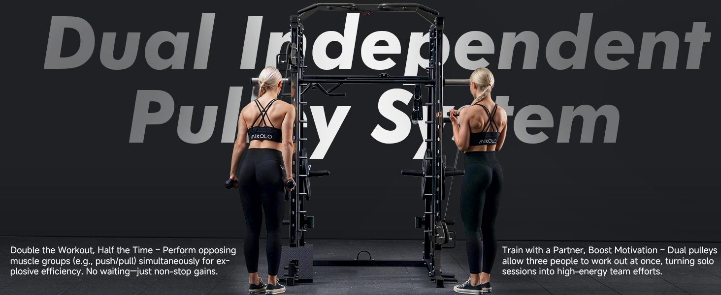 MIKOLO Smith Machine, 2200lbs Squat Rack with LAT-Pull Down System & Cable Crossover Machine, Training Equipment with Leg Hold-Down Attachment Home Gym Station Home Gym AdjustableMIKOLO SpringStatements