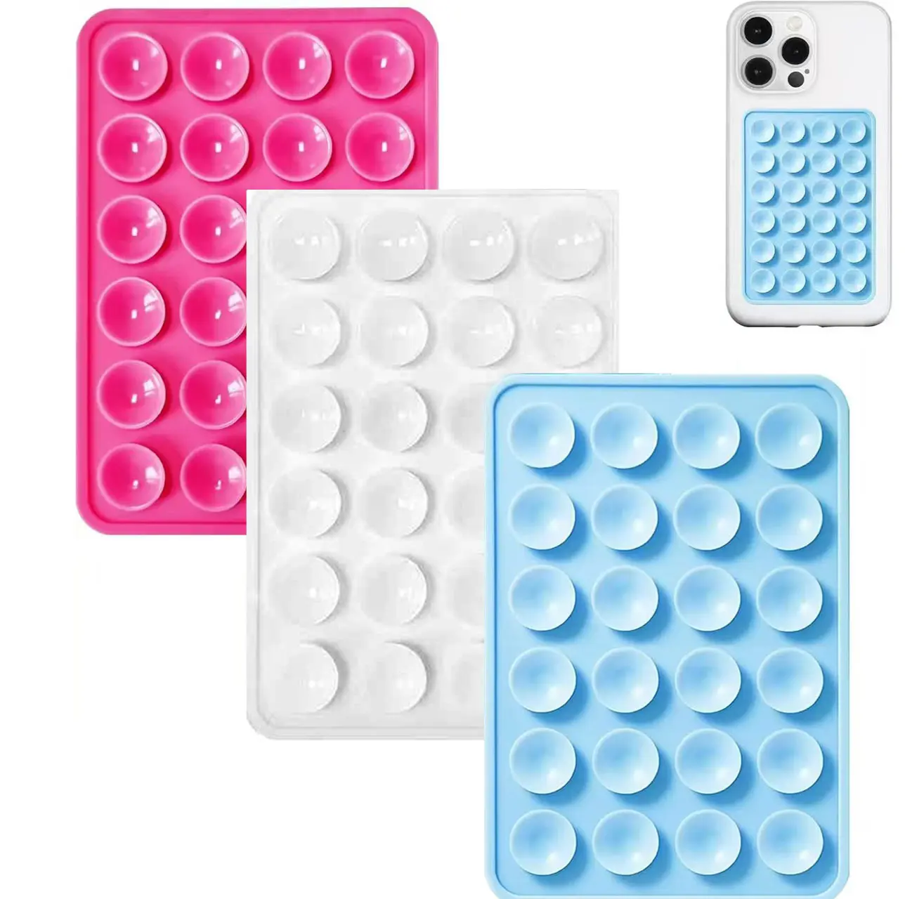 【Summervibes】3 PCS Single-sided Silicone Adhesive Suction Cup Phone Case Mount, Non Slip Sticky Phone Grip for Cellphones, Strong Grip Holder for Selfies & Videos