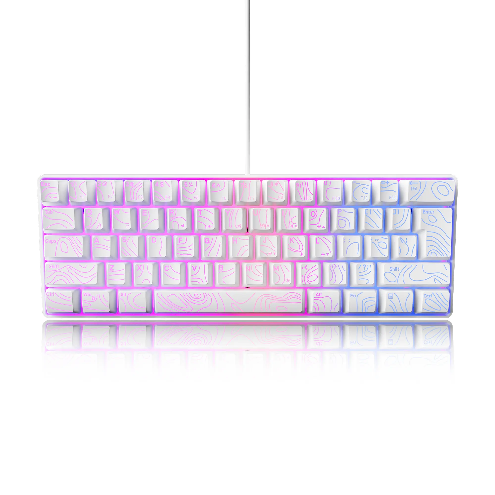 7KEYS Wired 60% Gaming Keyboard for Gamers, Mini 61-Key RGB Mechanical Keyboard, 25-Key Anti-Ghosting, Ultra Compact Portable PC Accessories, Compatible with PC, Mac, Laptop (Black Outline Keycaps),back to school,back to school haul