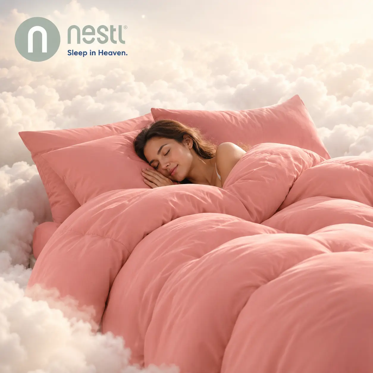 NESTL Marshmallow 3-Piece Double-Stuffed  Fluffy Core Bed Comforter Set, Modern Soft Comfy Bedding Sets for Bedroom Bedset, Beddingsets Duvet Set