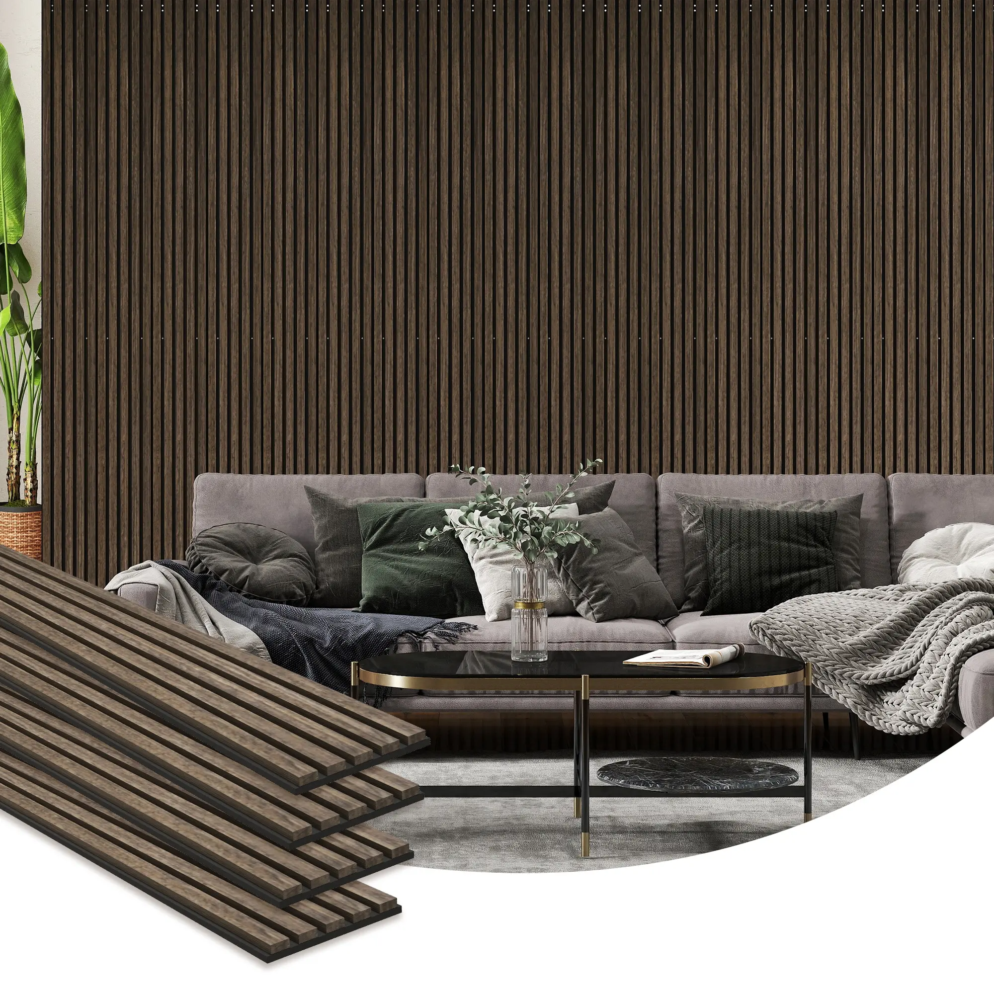 HOMCOM 4 Pack 3D Acoustic Panels, Soundproof Wood Panels for Wall, Wood Slat Wall Paneling for Interior Ceiling, Office, Home Theater, Studio