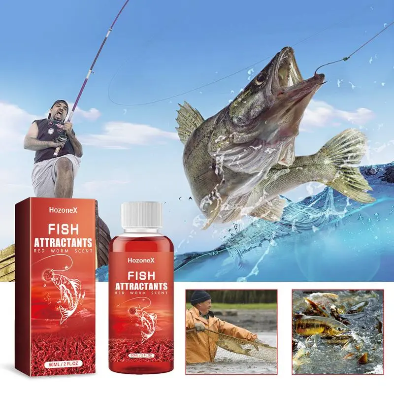 Red Worm Fish Attractant Liquid — powerful fishing attractant and scent for freshwater fishing; fish bite booster and bait attractant designed to enhance bait appeal; premium fishing bait enhancer for bass, catfish, crappie, trout, and carp; concentrated