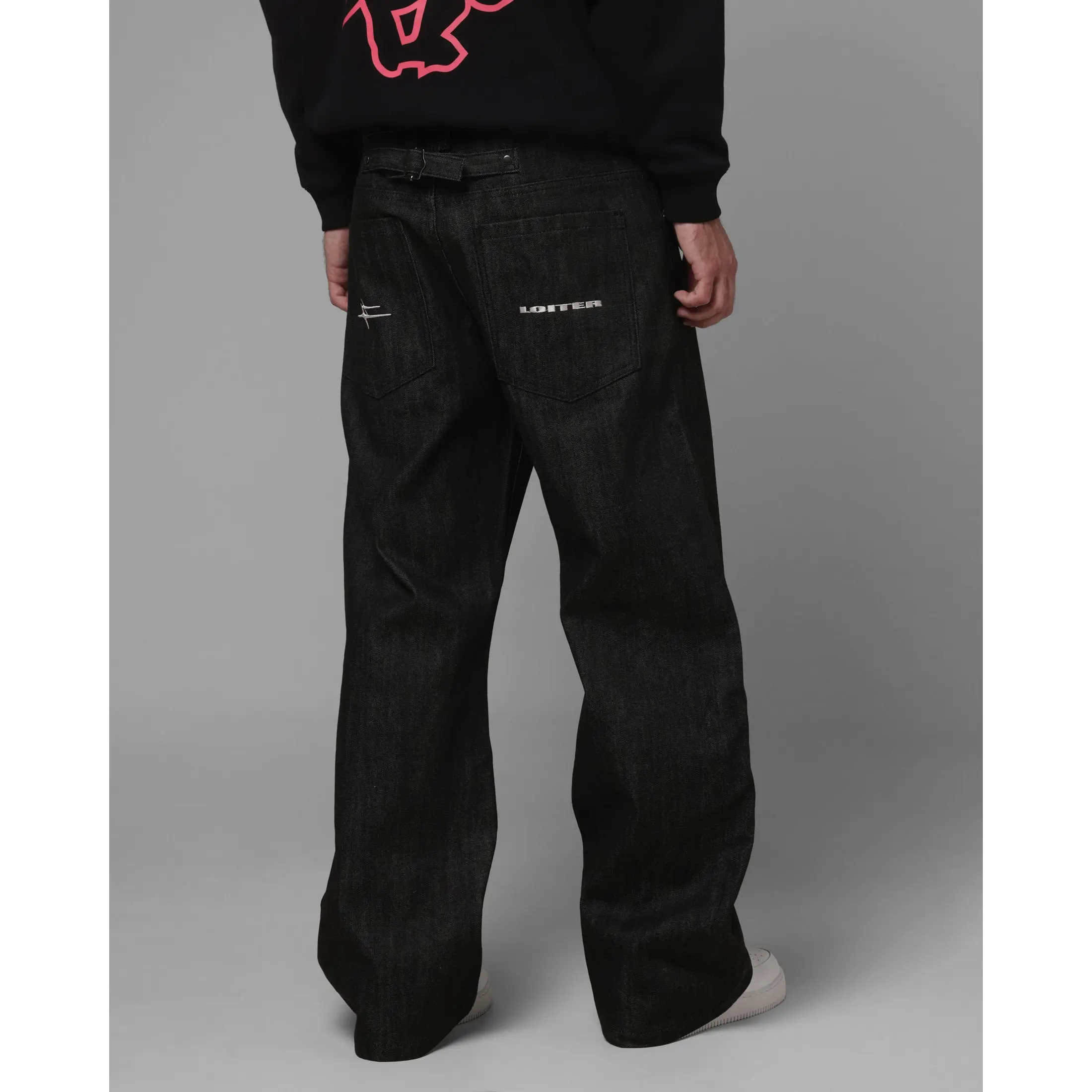 Loiter Selvedge Denim Boot Cut Jeans Black