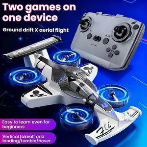 New D09 Dual-Mode Land-Air Racing Drone Remote-Controlled Car - Durable Rechargeable Design, Impact-Resistant Body & Bright LED Lighting, Fun RC Toy Gift for Boys, Kids & Teen Racing Enthusiasts