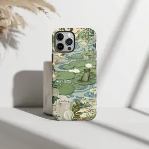 Vintage Frog Pond Phone Case Collage, Frog Art Phone Cover, collage phone case, for iPhone 17, 16 15 14 13 12 Pro Max, Plus, Samsung Galaxy S25 S24 S23 S22 Ultra