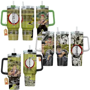 Gyomei Himejima Demon Slayer: Kimetsu No Yaiba Anime Manga - 40oz Tumbler Stainless Steel with Straw, Lid and Handle - Double Wall Insulated Flasks – Perfect Gift for Fans