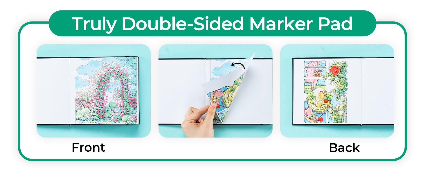 Ohuhu Double-Sided Marker Pad Art Sketchbook: 6.3"x6.3" Mini Sketchbook - 90 lb/150 gsm Smooth Drawing Paper - 60 Sheets/120 Pages  Bleedproof - Hardcover Sketching Book for Alcohol Markers - Double-Sided Marker Pad PU Series of Ohuhuart