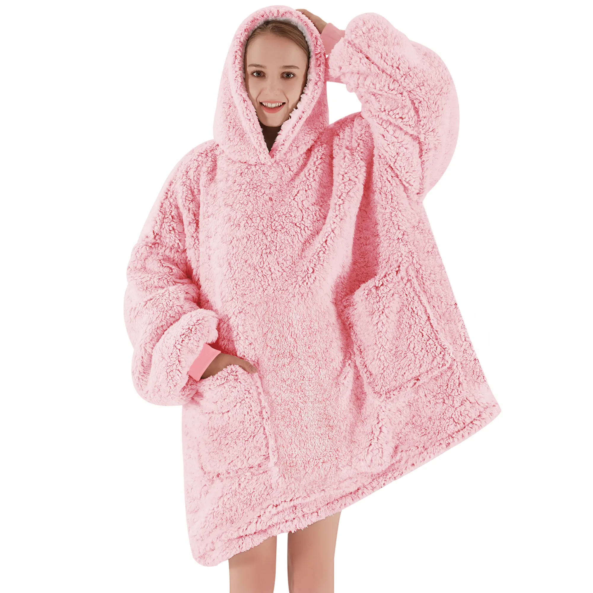 Wearable Blanket Hoodie - Birthday Christmas Gifts for Women,Soft Fleece Blanket,Sherpa Cozy Hooded Blanket Sweatshirt Adult With Hood Pocket & Sleeves,Lightweight Flannel Throw Blanket,Travel Blanket,Soft Bed Blanket