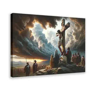 Christian Art Crucifixion Poster, Jesus on The Cross, Religion Poster Jesus Wall Art For Room Decor