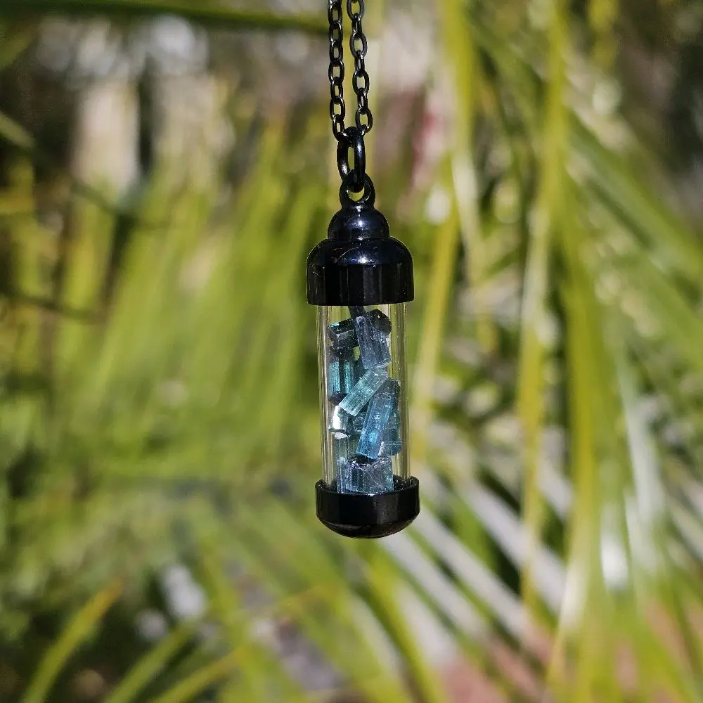 Indicolite Blue Tourmaline Vile Necklace