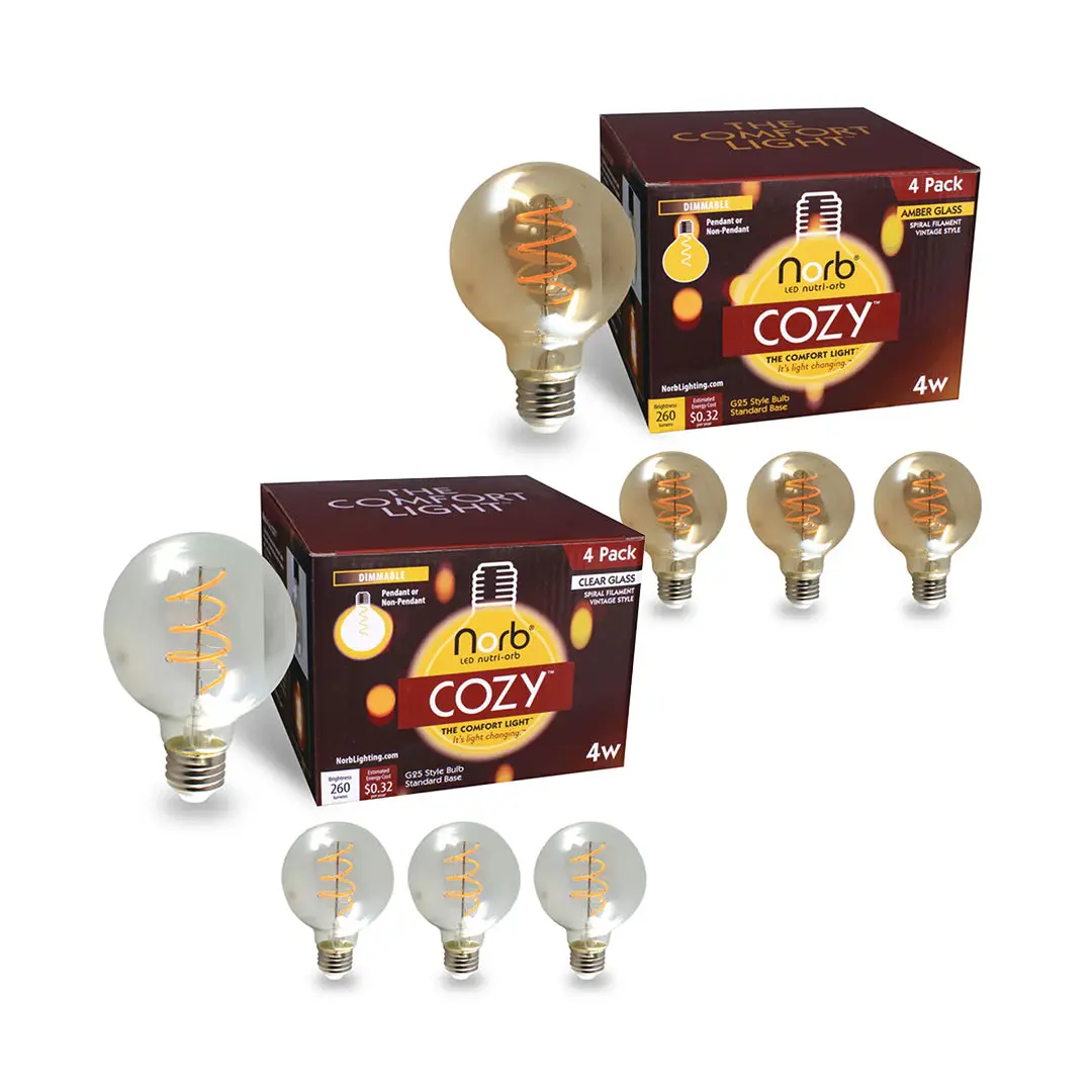 Norb Cozy LED Globe Bulb – Warm, Relaxing Light for Wellness (4 Pack)