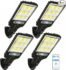 4 Pack Solar Lights Outdoor, 108COB LED 6000 Lumens Solar Powered Motion Sensor Wall Lamp - IP65 Waterproof with Remote Control, Durable Security Light for Outside Wall, Garden, Yard, Porch