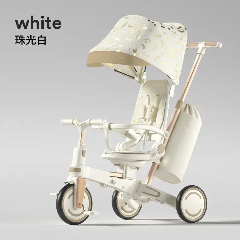 WINHOPE 9-in-1 Foldable Toddler Tricycle (Ages 1-6) - Anti-tip Frame, 1-Button Folding Design, PU Shock-absorbing Quiet Wheels, Portable Tricycle for Outdoor Play
