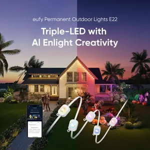 【Exclusive Bundle】eufy Security Permanent Outdoor Lights E22 With 60 Triple-LED Lights Smart RGBWW Lights Daily and Festive Up to IP67 Waterproof AI Lighting Themes for Christmas APP Control