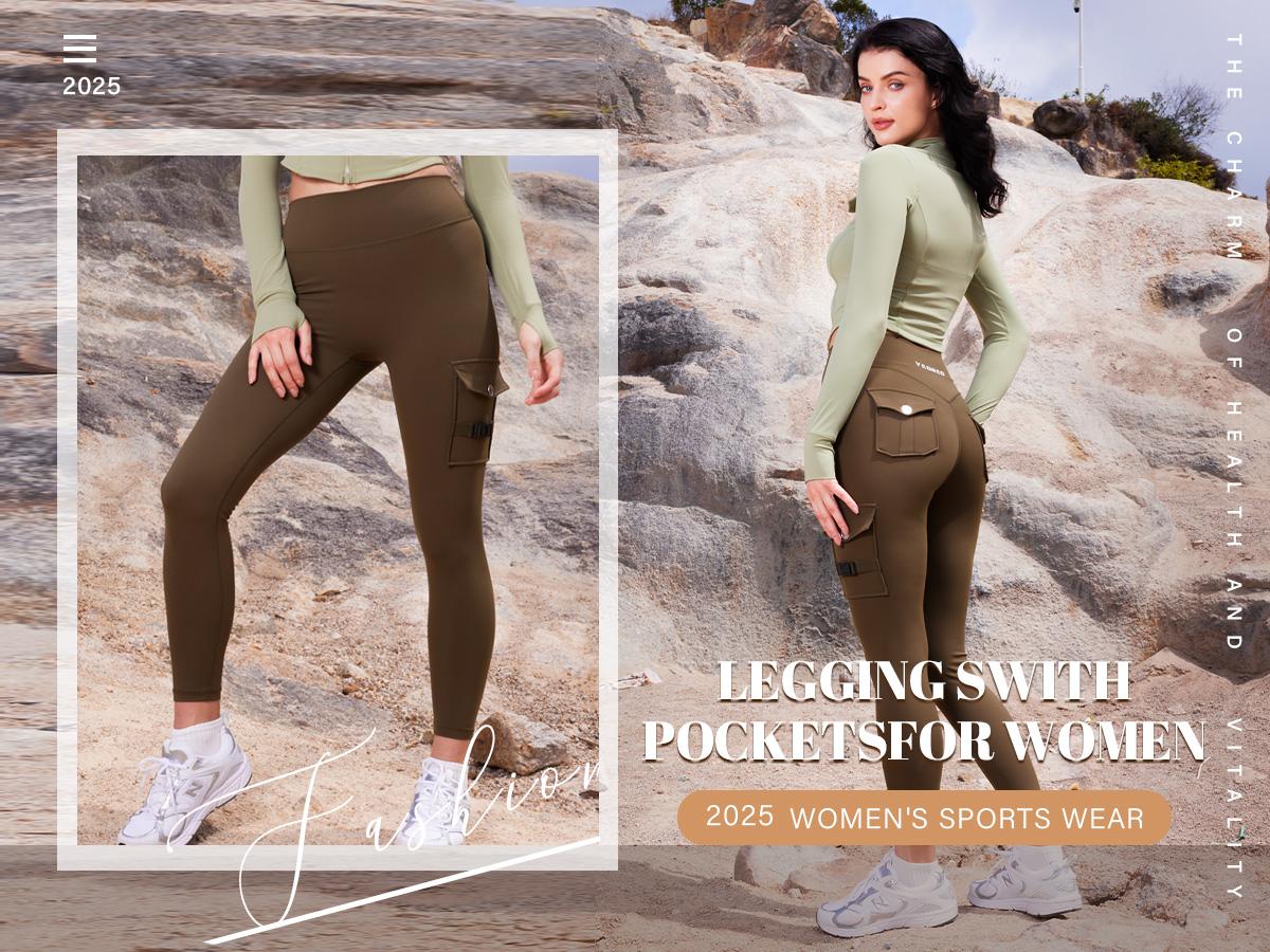 YEOREO Leggings with Pockets for Women Charm Leggings Workout Leggings for Women V Cross Waist Butt Lifting Gym Yoga activewear exercise walking Sports Bottoms Fitness Training Pant