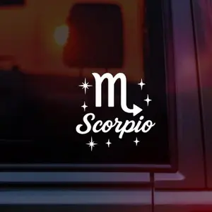 Scorpio Zodiac Sign Symbol Vinyl Car Decal, Astrology Horoscope Symbol with Scorpio Name, Celestial Aesthetic Sticker for Cars, Laptops & Water Bottles, Perfect Gift for Scorpio Season & Water Signs