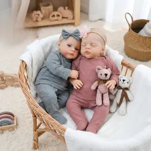 Reborn Baby Dolls 19 Inch 48cm Handmade Twins Realistic Newborn Baby Doll with Soft Cloth Body Lifelike Baby Girl Boy Dolls That Look Real with Magnet Pacifier