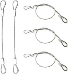 Stainless Steel Cable with Loops, Vinyl Coated Wire Rope Lanyard Lock Security Chains for Outdoor Gates, Stage Lighting, Luggage Lock Wire Rope with Loops 2Mm Thickness 12Inch Length - 10 Packs Cable Rope Wire