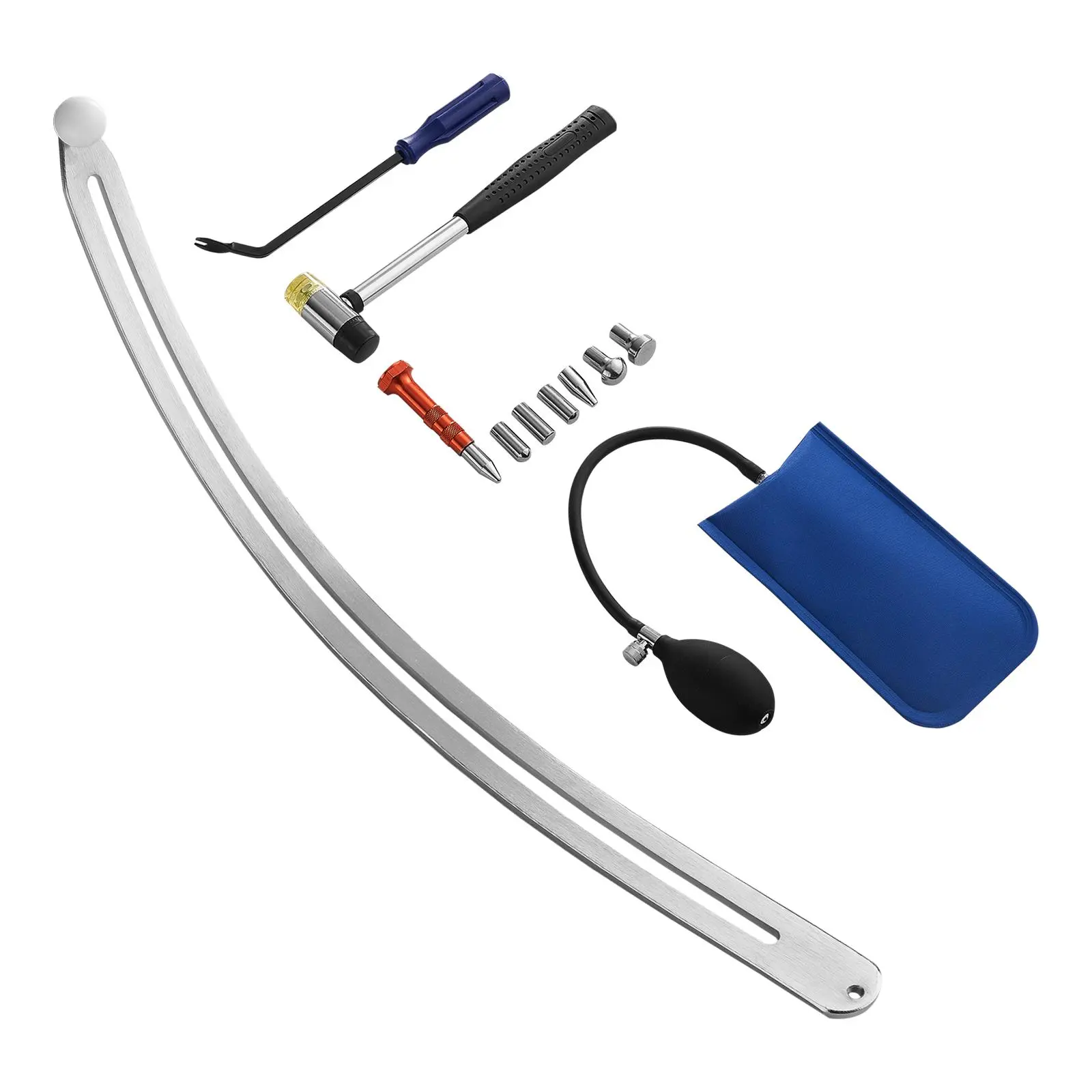 【summerfinds】VEVOR Dent Puller Kit, Paintless Car Dent Removal Tool, Auto Fender Damage Repair Puller Lifter with Curved Rod, Crowbar, Rubber Hammer, Airbag, Detachable & Repair Pens, Replacement Heads Tools Kit, Car Dent Remover,car accessories